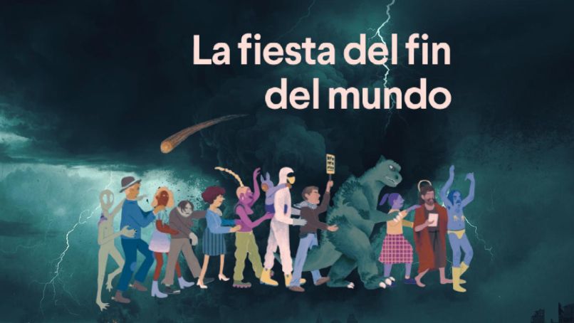 Detalle de la cubierta de La fiesta del fin del mundo