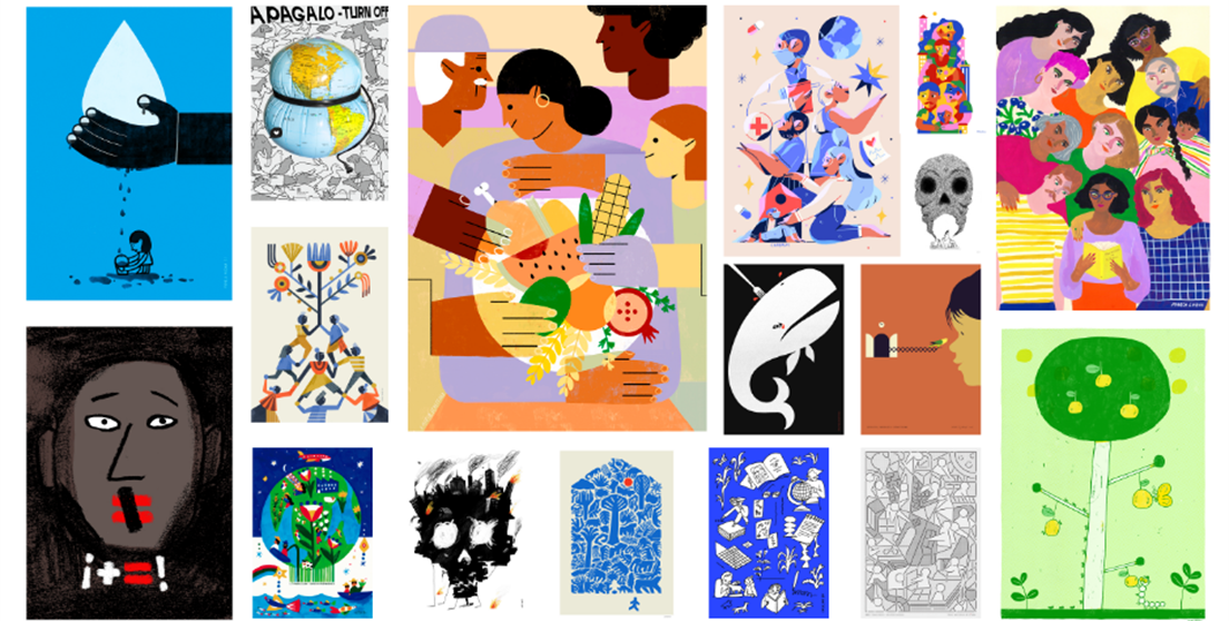 Exposición ODS “QUE NADIE SE QUEDE ATRÁS”, 17 ilustraciones sobre los Objetivos de Desarrollo Sostenible