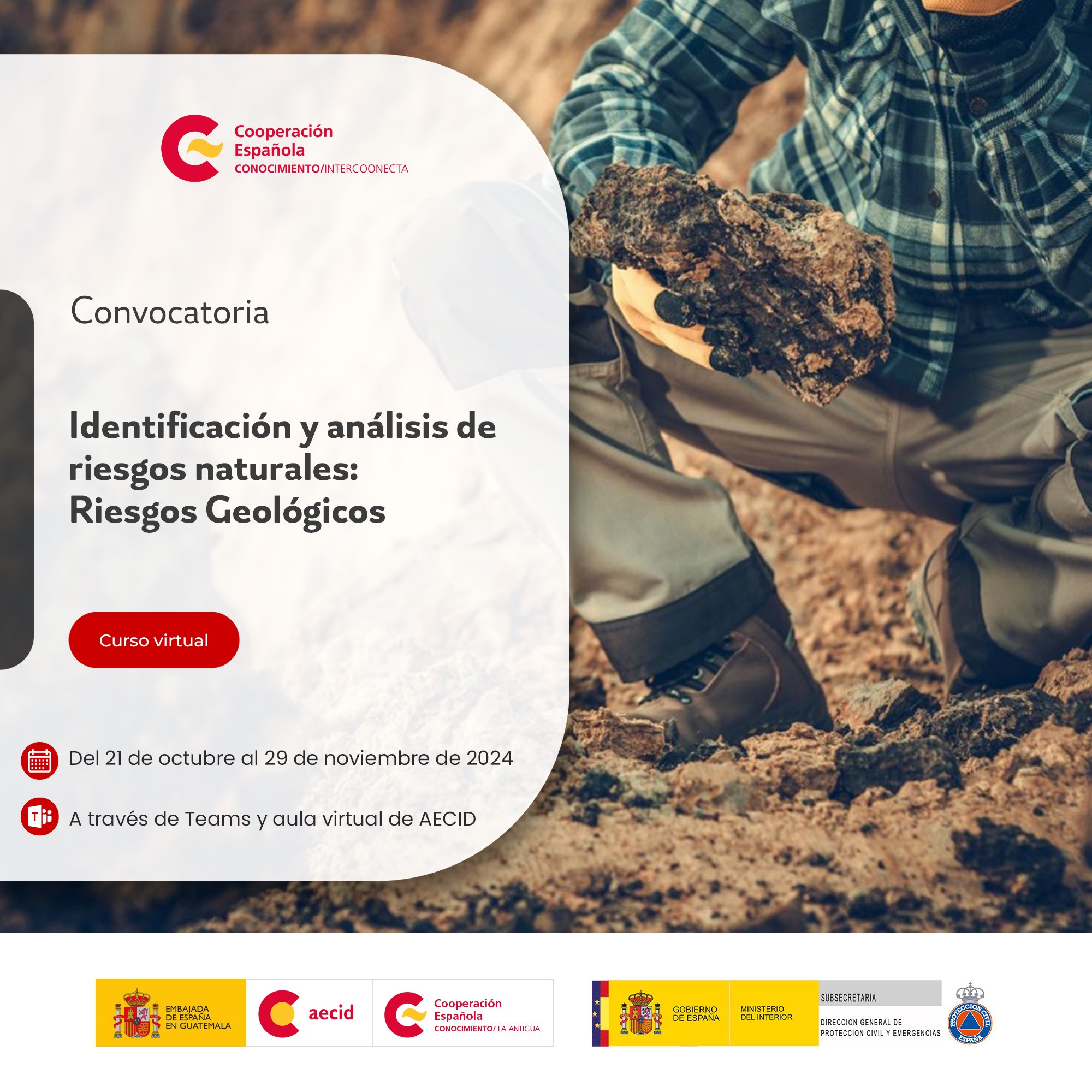 Convocatoria abierta al curso virtual Identificación y análisis de riesgos naturales: Riesgos Geológicos